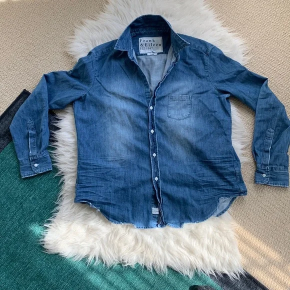 NEW Frank & Eileen Famous Denim Eileen Relaxed Shirt Vintage Stonewashed S - Picture 4 of 8